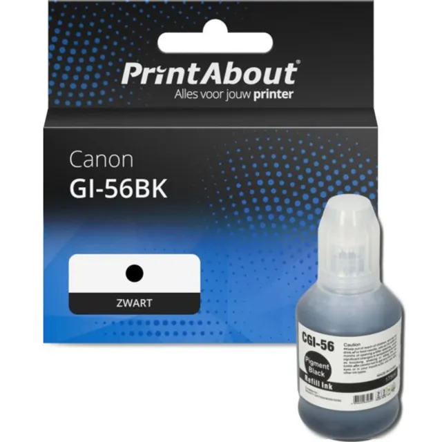 PrintAbout huismerk Inktcartridge GI-56BK Zwart geschikt voor Canon