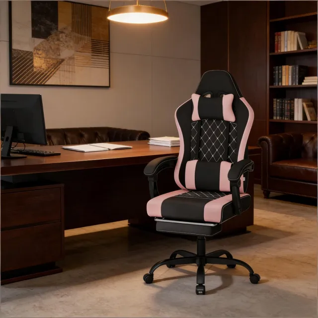Clruro Bureaustoel - Zachte Massage Gamingstoel - Ergonomisch - Draaibaar Zwart