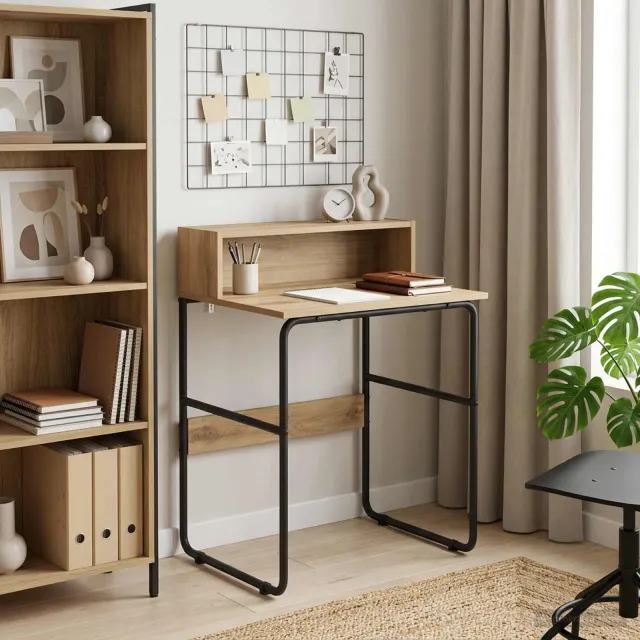 vidaXL Bureau met opbergruimte Artisanaal eiken 60 x 50 x 91 cm, foto 2