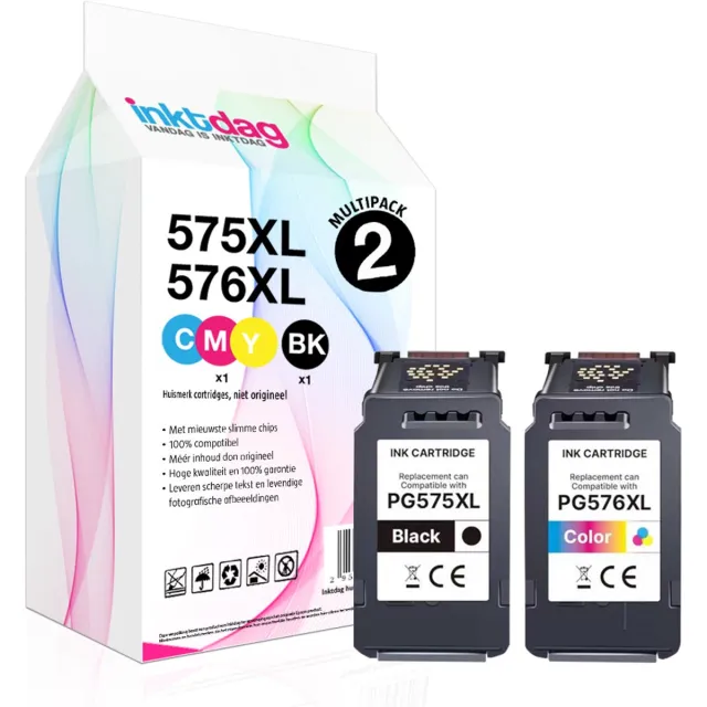 inktdag Compatibel Canon 575 576 Inktcartridge XL canon 575/576 inkt – Geschikt voor Canon Pixma TR4750i, TR4751i, TS3550i, TS3551i – Hoge Capaciteit Zwart