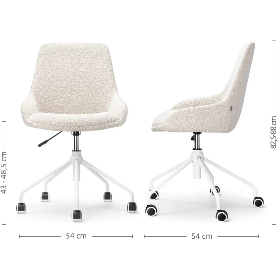 Nolon Nout-Isa bureaustoel bouclé beige - wit onderstel, foto 3
