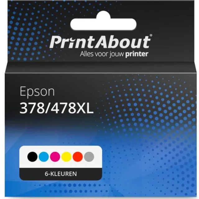 PrintAbout huismerk Inktcartridge 378/478XL (C13T379D4010) 6-kleuren Multipack Hoge capaciteit geschikt voor Epson