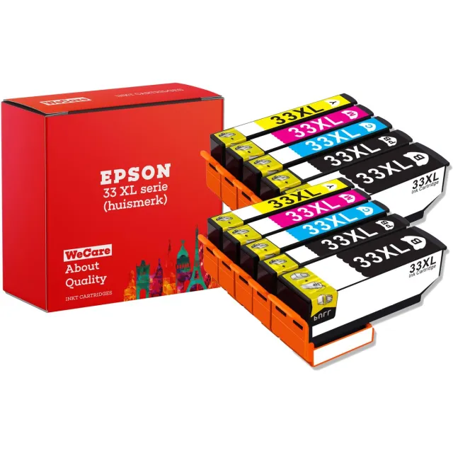 WeCare 10-pack | Geschikt voor Epson 33XL inktcartridges - XP-530 - XP-540 - XP-630 - XP-635 - XP-640 - XP-645 - XP-830 - XP-900 - XP-7100 Multipack 10 cartridges