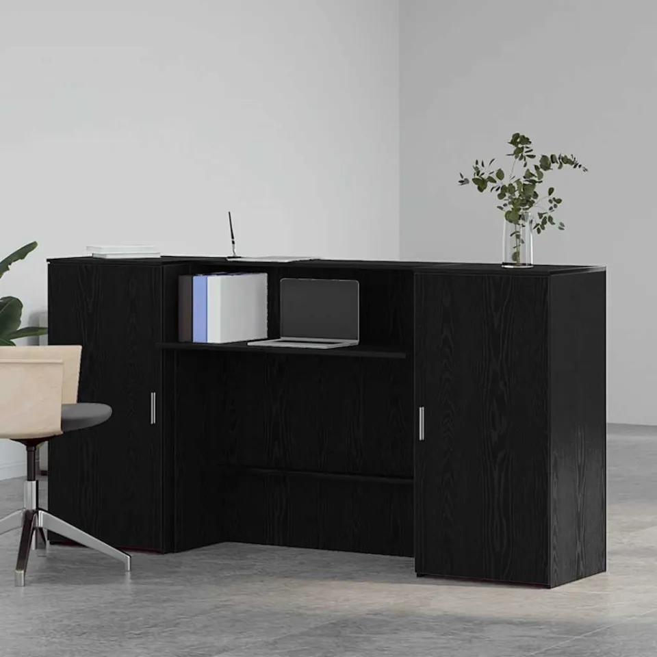 vidaXL Receptiebalie 200x50x103,5 cm bewerkt hout zwart eikenkleur, foto 2