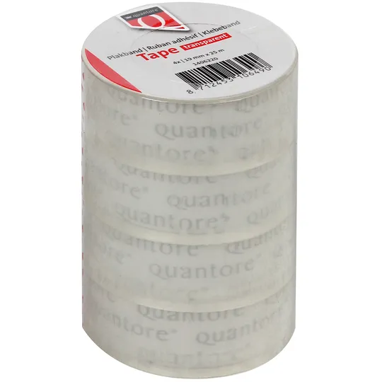 Quantore Plakband Quantore 19mmx25m transparant 4 rollen