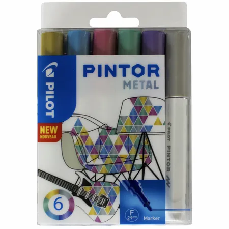 Pilot Verfstift Pilot Pintor metallic fijn assorti etui à 6 stuks