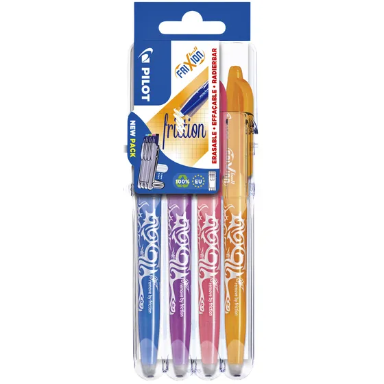Pilot Rollerpen PILOT friXion medium fun assorti Set2Go à 4 stuks blauw