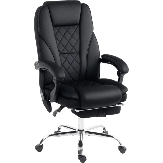 Vinona Bureaustoel met massage- en warmtefunctie - Met voetensteun - In hoogte verstelbaar - 67 x 72 x 111-119 cm - Zwart