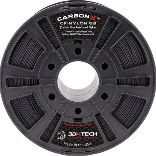 3D Xtech NYL3010500BK0 CarbonX CF Polyamid PA6 Filament PA (polyamide) Chemisch bestendig 1.75 mm 500 g Zwart 1 stuk(s) Kleurloos