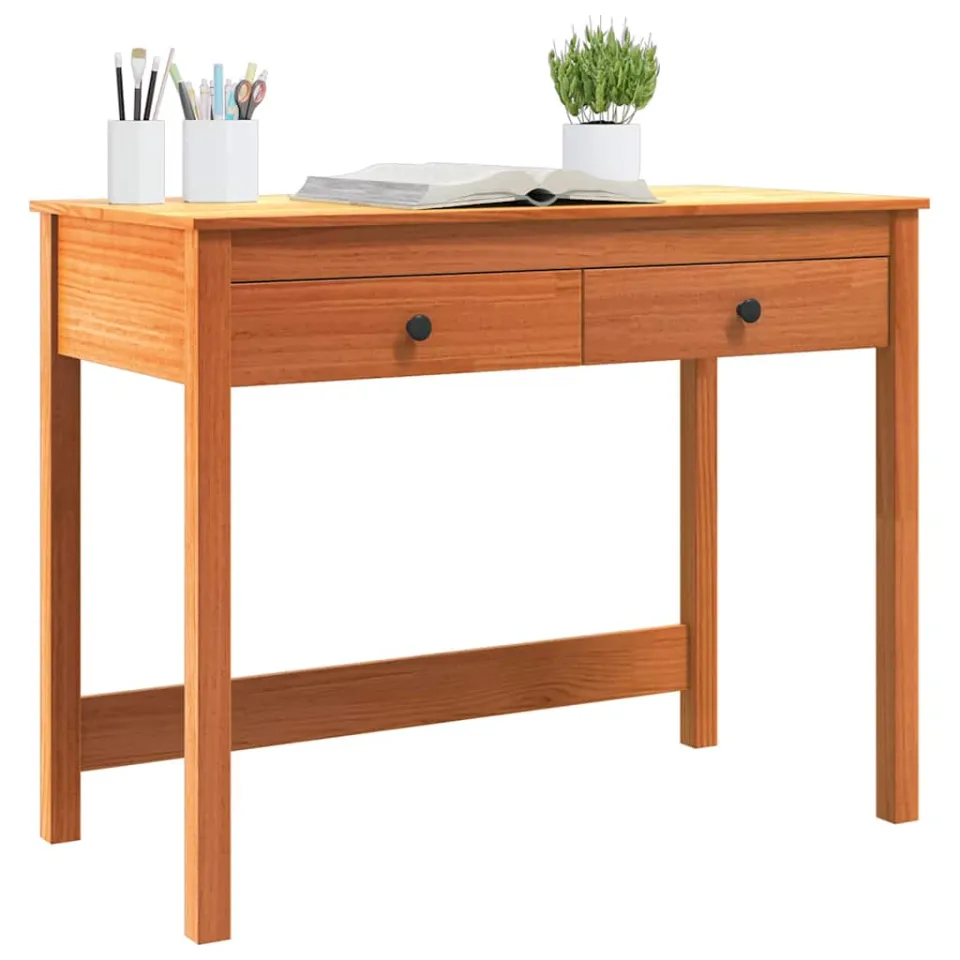 vidaXL Bureau Wasbruin 100 x 50 x 78 cm Massief grenenhout