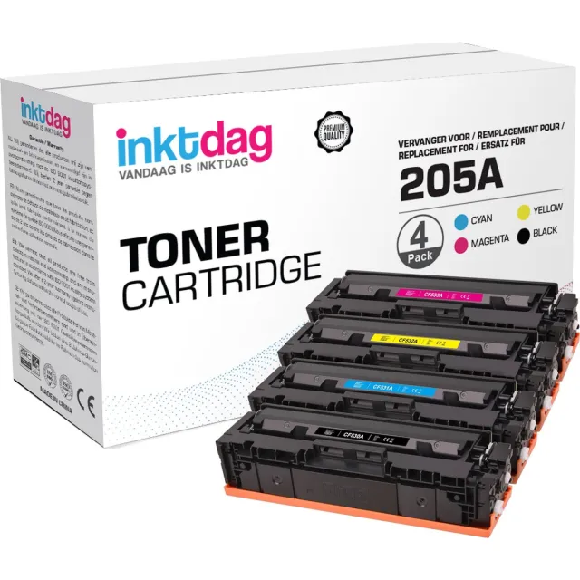 inktdag huismerk Toner HP CF530A(HP205A) Zwart , HP CF531A(HP 205A) Cyaan , HP CF532A(HP 205A)Geel , HP CF533A(HP 205A) Magenta (4 stuks) voor Color LaserJet Pro M180n MFP / Color LaserJet Pro M181fw MFP