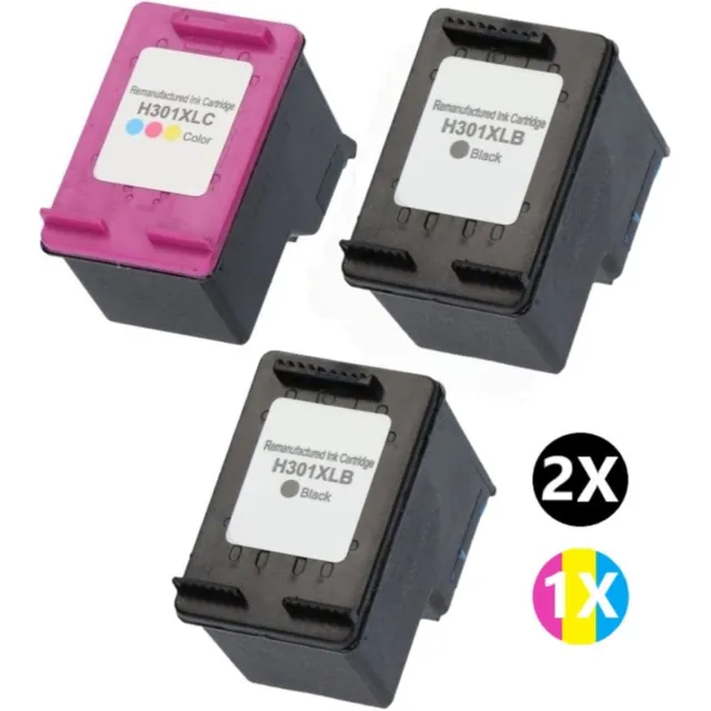 InktDL Huismerk geschikt voor HP 301XL Inktpatronen - 2X Zwart + 1X Kleur - Geschikt voor Envy 4500 - 4504 - 5530 - DeskJet 3050 - 3055A - 2540 - OfficeJet 2620 - 4630