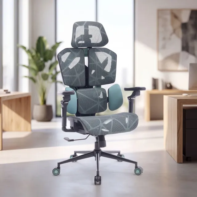 Bemada TitanMesh Pro Ergonomische Bureaustoel - Ademende Mesh Rugleuning - 5D Verstelbare Armleuningen - Stille Wielen Met PU-Coating - Mintgroen - Zijkussens - 119 x 72 x 73 cm - Max 110 [BMD1123GR] Meerkleurig