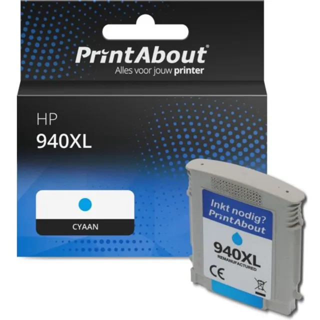 PrintAbout huismerk Inktcartridge 940XL (C4907AE) Cyaan Hoge capaciteit geschikt voor HP
