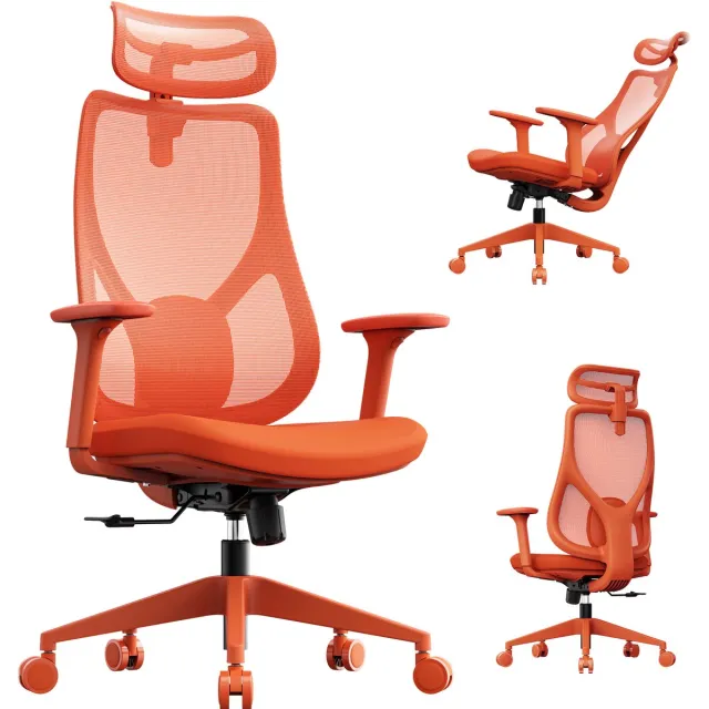 SENSE7 MOYO Ergonomische Bureaustoel - Gamestoel van Mesh - 3D-Armsteunen - Tot 150kg - Volledig Verstelbaar - Oranje