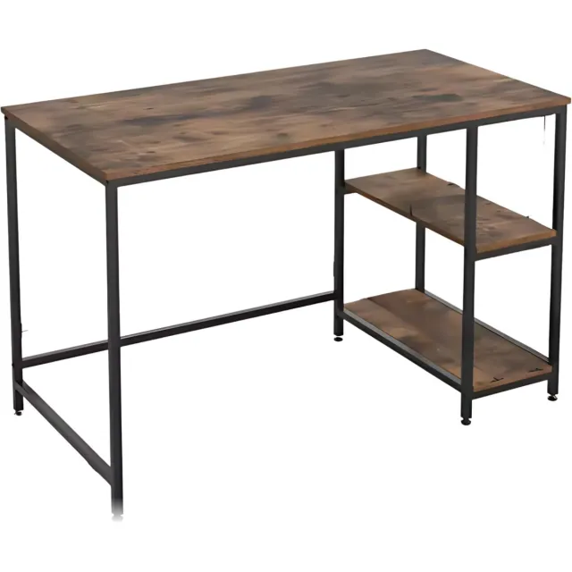 Bolt Edge Bureau met open opbergplanken - Multifunctioneel schraagbureau voor thuiskantoor en studiowerkstation - Bruin - 120x60 cm