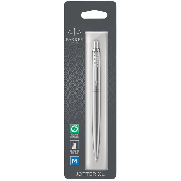 Parker Balpen Parker Jotter XL Monochrome stainless steel M blister à 1 stuk