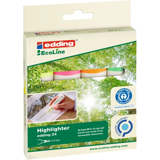 Edding Markeerstift edding 24 EcoLine assorti set à 4 stuks