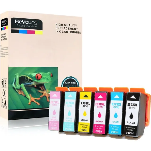 Reyours Inktcartridge voor Epson 378XL Multipack 6 stuks Epson Expression Photo XP-8500, XP-8505, XP-8600, XP-8605, XP-8606 Zwart | Cyaan | Magenta | Geel | Licht cyaan | Licht magenta