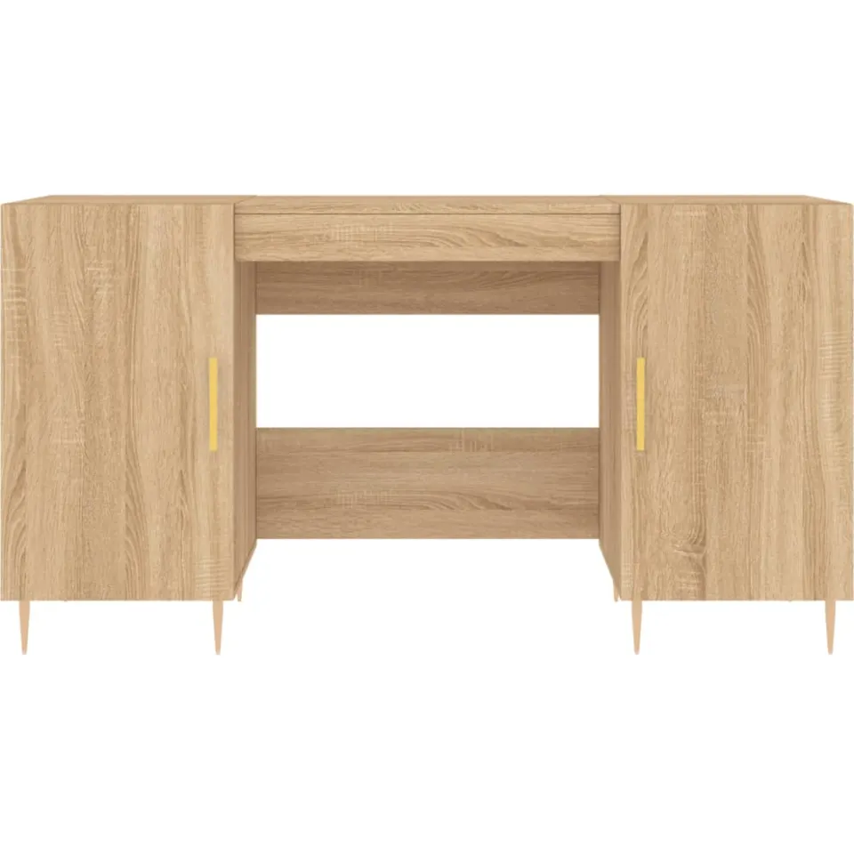 vidaXL Bureau 140x50x75 cm bewerkt hout sonoma eikenkleurig, foto 4