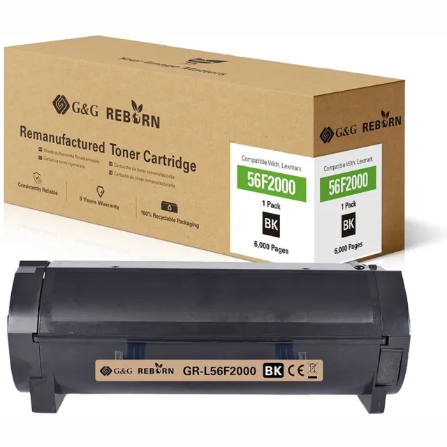 G&G Toner vervangt Lexmark 56F2000 Compatibel Zwart 6000 bladzijden Reborn remanufactured 21311 Kleurloos