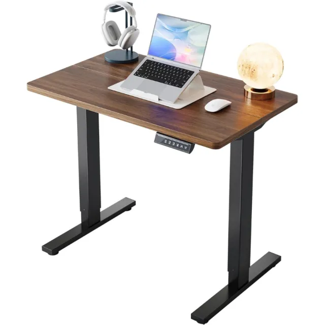 HUANUO in hoogte verstelbaar bureau 80x48cm, 4 geheugenhoogte-instellingen, elektrisch bureau voor thuiswerkplek en computerwerkstation, staand bureau, zwart walnoot BRUIN