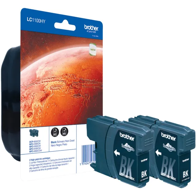 Brother LC-1100HYBK - 2-pack - Inktcartridge Hoge Capaciteit / Zwart