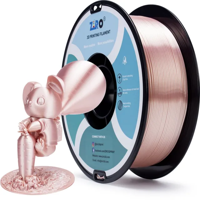 Ziro 3D ZIRO Silky PLA 1.75mm – Rose Gold – 1KG – Metallic Glans 3D Printer Filament