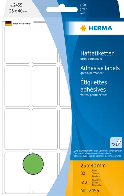 Etiket HERMA 2452 25x40mm rood 512 stuks