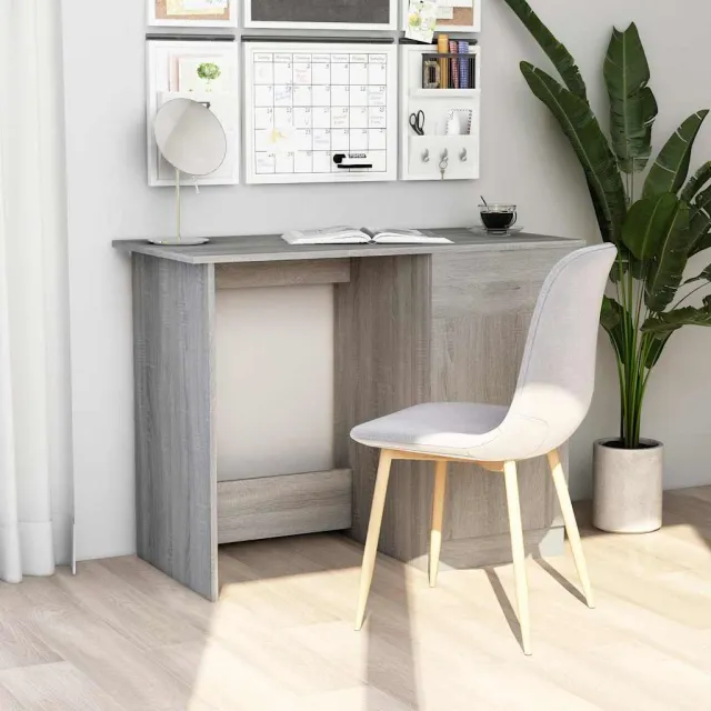 vidaXL Bureau 100x50x76 cm bewerkt hout grijs sonoma eikenkleurig, foto 2