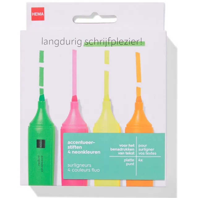 HEMA Accentueerstiften felle kleuren - 4 stuks