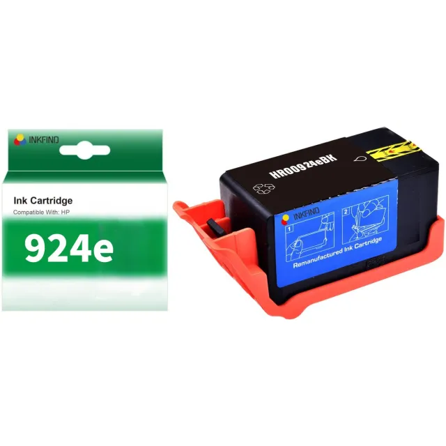 INKFIND 924e Zwart inktcartridge compatibel met HP 924 924e 4K0U6NE 4K0V0NE Zwart geschikt voor HP OfficeJet Pro 8120/8130 series - 1-pack Zwart Zwart x 1