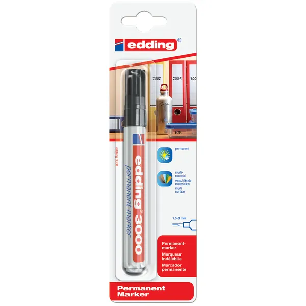 Edding Viltstift edding 3000 rond 1.5-3mm zwart blister à 1 stuk