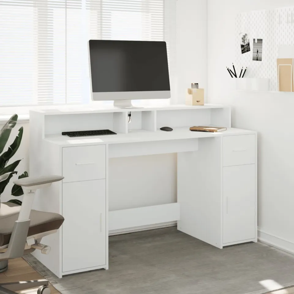 vidaXL Desk Wit 140 x 55 x 91 cm Engineered wood, foto 2