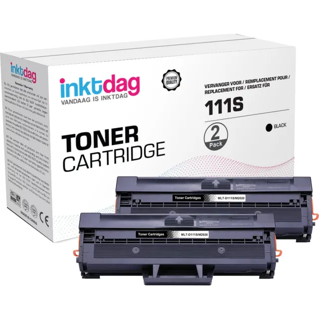 inktdag huismerk Samsung MLT-D111S zwart (2 stuks) tonercartridge, mlt d111s, mltd111s toner geschikt voor de volgende printers: Samsung Xpress M2020 , M2020 W , M2021 , M2021 W , M2022 , M2022 W , M2026 W Zwart x 2