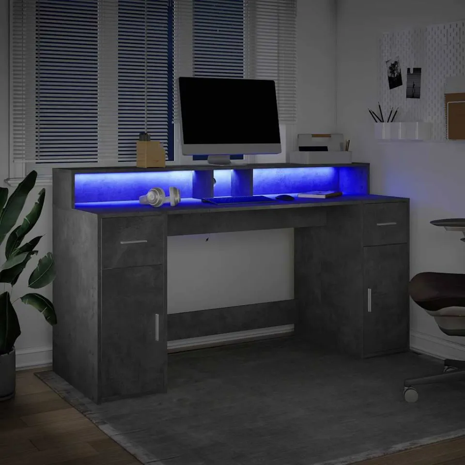 vidaXL Desk Betongrijs 160 x 55 x 91 cm Engineered Wood grijs, foto 4
