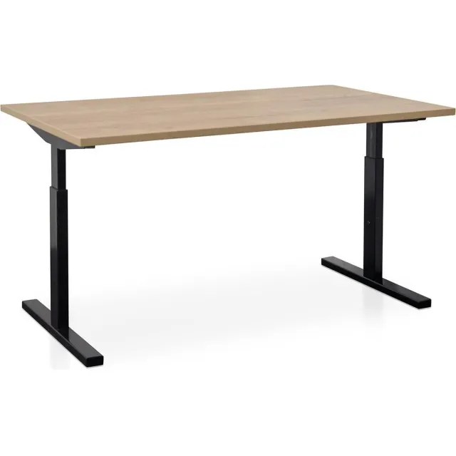 Rechthoek bureau instelbaar | Start Pintado | 160 x 80 cm | Frame zwart - blad robuust eiken