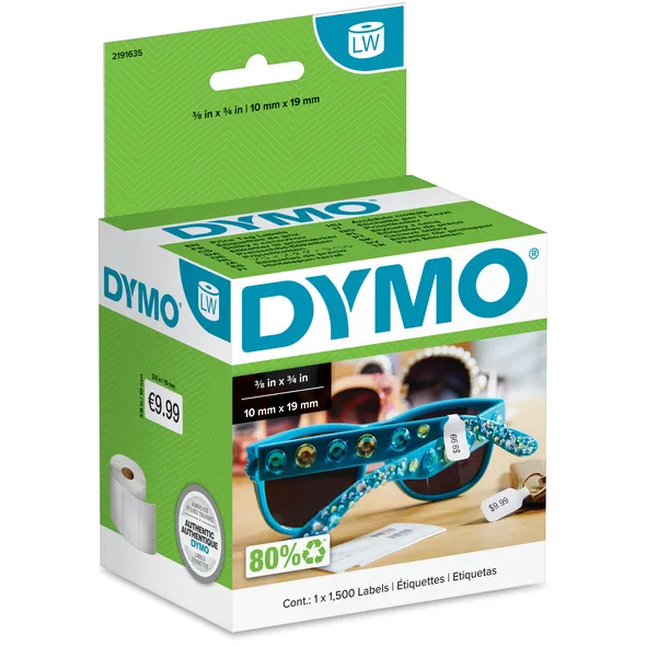 Dymo Etiket Dymo LabelWriter prijslabel 10x19mm 1 rol á 1500 etiketten wit