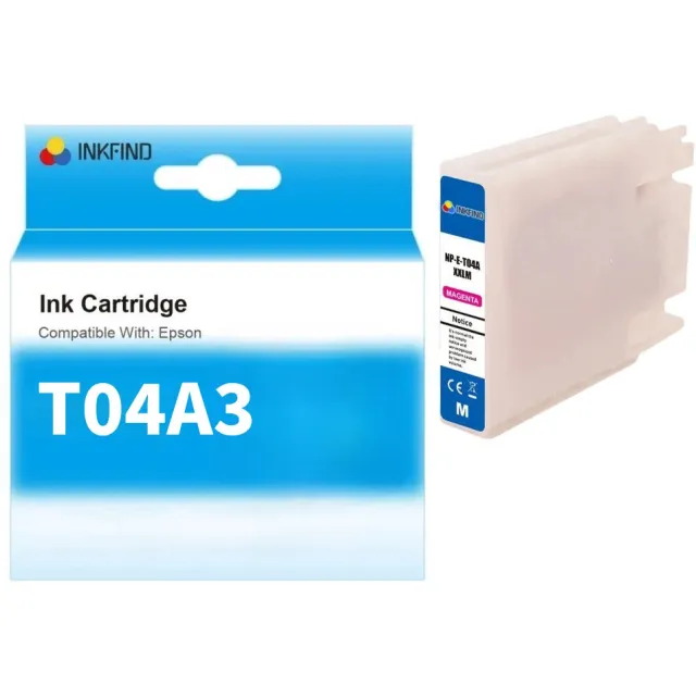 INKFIND T04A Magenta Inktcartridge compatibel met Epson T04A (T04AXXLM) Extra Hoge Capaciteit - 1-pack Magenta*1 Magenta x 1