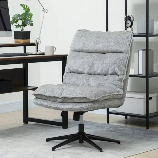 MODENUIT Bureaustoel 63,5 x 81 x 96-102 cm - Draaibaar En In Hoogte Verstelbaar - Voor Werkkamer - Polyester Grijs