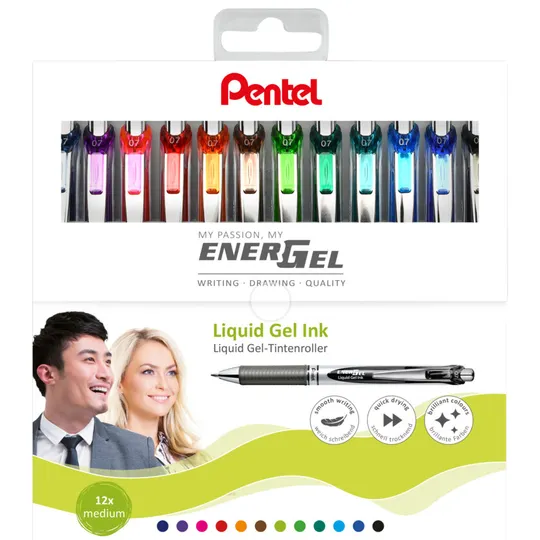 Pentel Gelschrijver Pentel BL77 Energel medium assorti 12 stuks