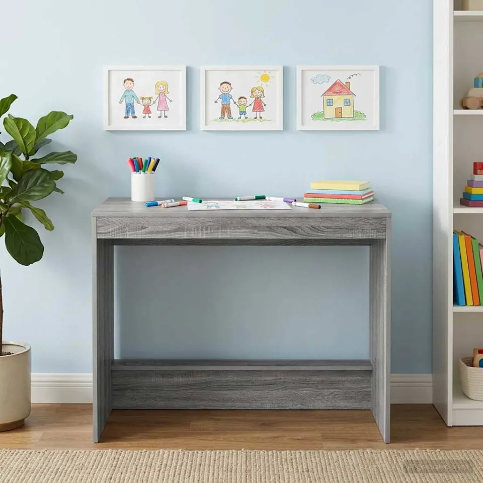 vidaXL Bed Bureau Grijs Sonoma Bewerkt hout 100 x 45 x 75 cm, foto 3