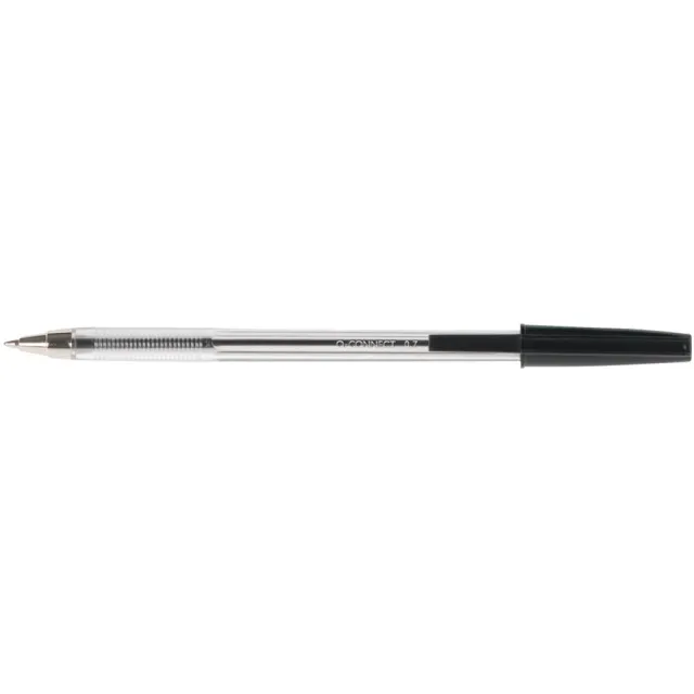 Q-CONNECT balpen, met dop, 0,7 mm, medium punt, zwart, doos van 50 stuks
