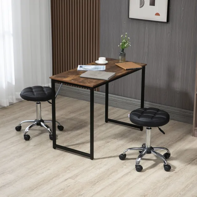 MODENUIT Bureaukruk Ø35,5 x 48-63 cm - In Hoogte Verstelbaar En Draaibaar Met Wielen - Salon - Kunstleer Zwart