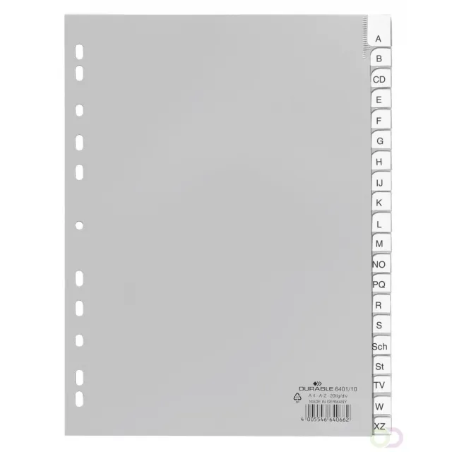 Durable Tabbladen A4 20-delig gelaste tabs A-Z (Duits) PP