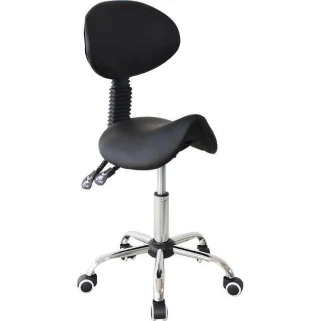 VDD Zadelkruk rugleuning ergonomisch kantelbaar - kapperskruk - tabouret - hoogte verstelbaar Zwart