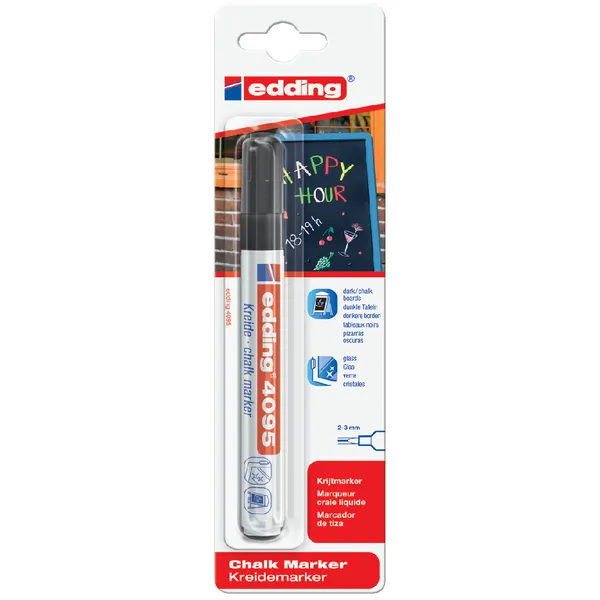 Krijtstift edding 4095 rond 2-3mm zwart blister à 1 stuk