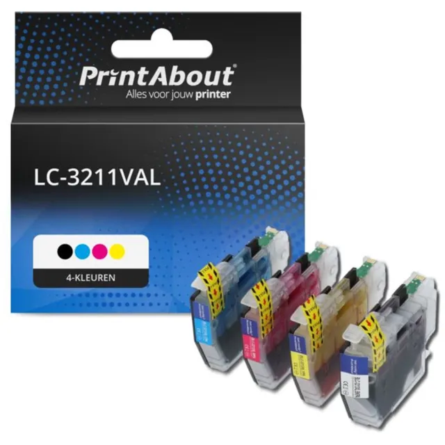 PrintAbout Huismerk Brother LC-3211VAL Inktcartridge 4-kleuren Voordeelbundel Hoge capaciteit