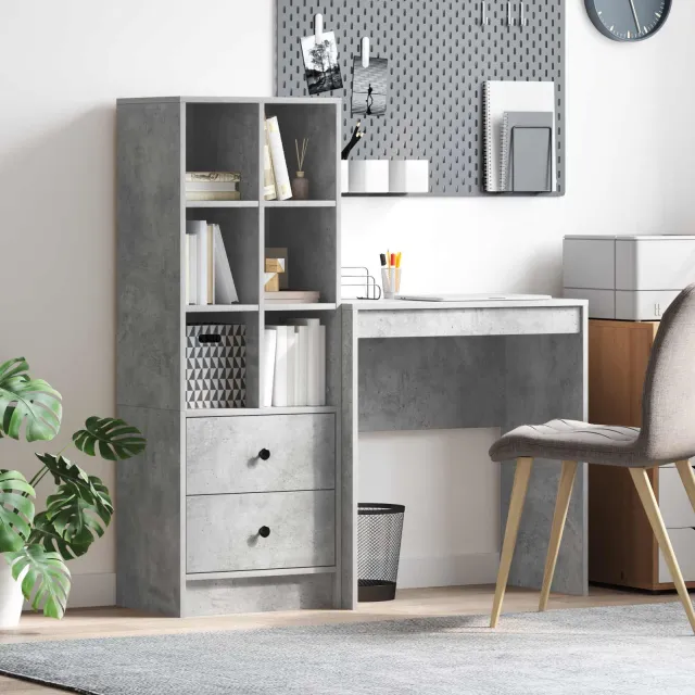 vidaXL Bureau Beton Grijs 115,5 x 40 x 127 cm 2 st, foto 2