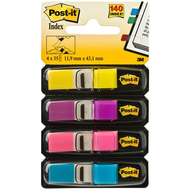 Post-it Indextabs 3M Post-it 683 11.9x43.2mm 4 kleuren 140 stuks